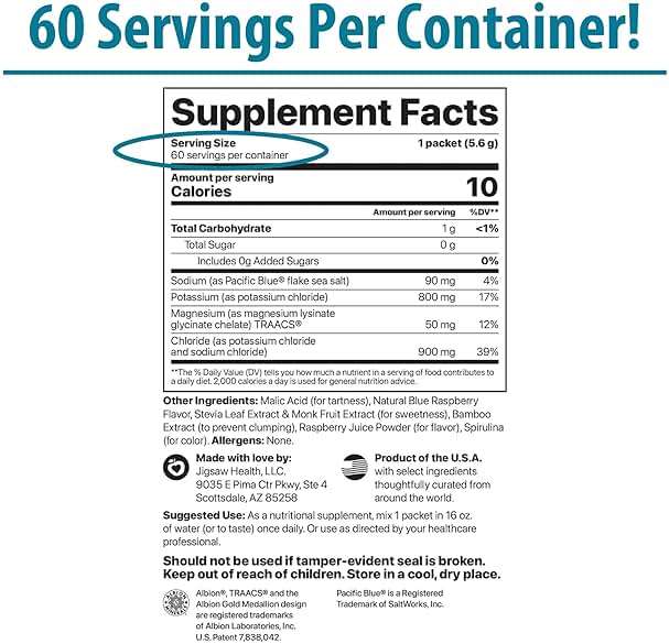 Jigsaw Health Potassium Cocktail | Formerly Pickleball Cocktail | Blue Raspberry Flavor | 60 Servings (Packets) - Image 2