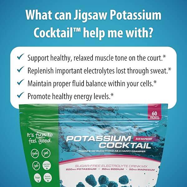 Jigsaw Health Potassium Cocktail | Formerly Pickleball Cocktail | Blue Raspberry Flavor | 60 Servings (Packets) - Image 7