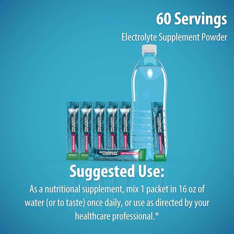 Jigsaw Health Potassium Cocktail | Formerly Pickleball Cocktail | Blue Raspberry Flavor | 60 Servings (Packets) - Image 8