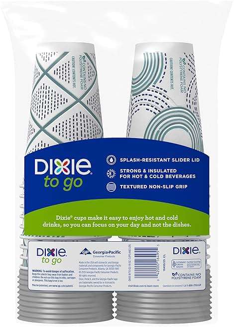 Dixie To Go Paper Coffee Cups With Lids, 16 oz, 108 Count (6 packs of 18 cups), Disposable Insulated Paper Cups for On-The-Go Hot or Cold Beverages - Image 2
