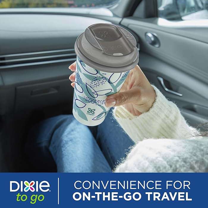 Dixie To Go Paper Coffee Cups With Lids, 16 oz, 108 Count (6 packs of 18 cups), Disposable Insulated Paper Cups for On-The-Go Hot or Cold Beverages - Image 6