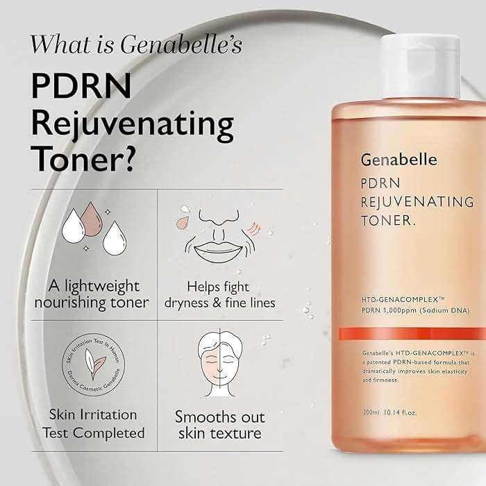 Genabelle PDRN Rejuvenating Toner - Deep Hydration & Skin Barrier Support with PDRN, Panthenol, Hyaluronic Acid - Soft & Glowing Skin - Glass Skin - 10.14 fl.oz/300ml - Image 6