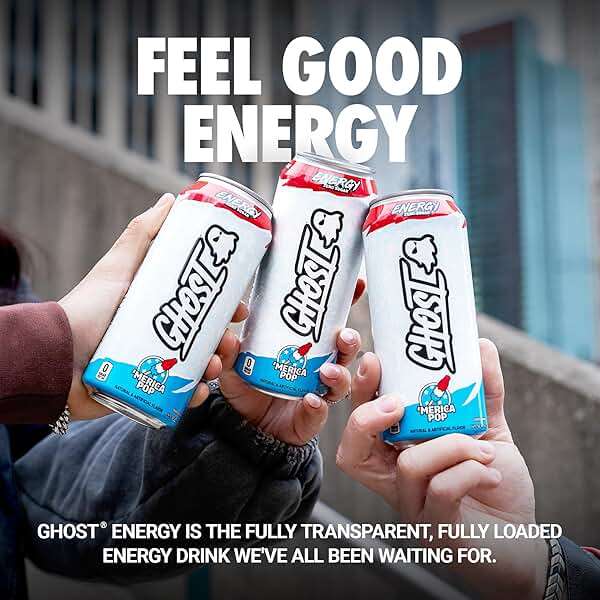 GHOST Energy Drink - 12-Pack, 'Merica Pop, 16oz Cans - Energy & Focus & No Artificial Colors - 200mg of Natural Caffeine, L-Carnitine & Taurine - Gluten-Free & Vegan - Image 2