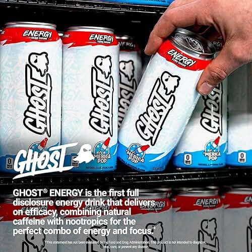GHOST Energy Drink - 12-Pack, 'Merica Pop, 16oz Cans - Energy & Focus & No Artificial Colors - 200mg of Natural Caffeine, L-Carnitine & Taurine - Gluten-Free & Vegan - Image 6