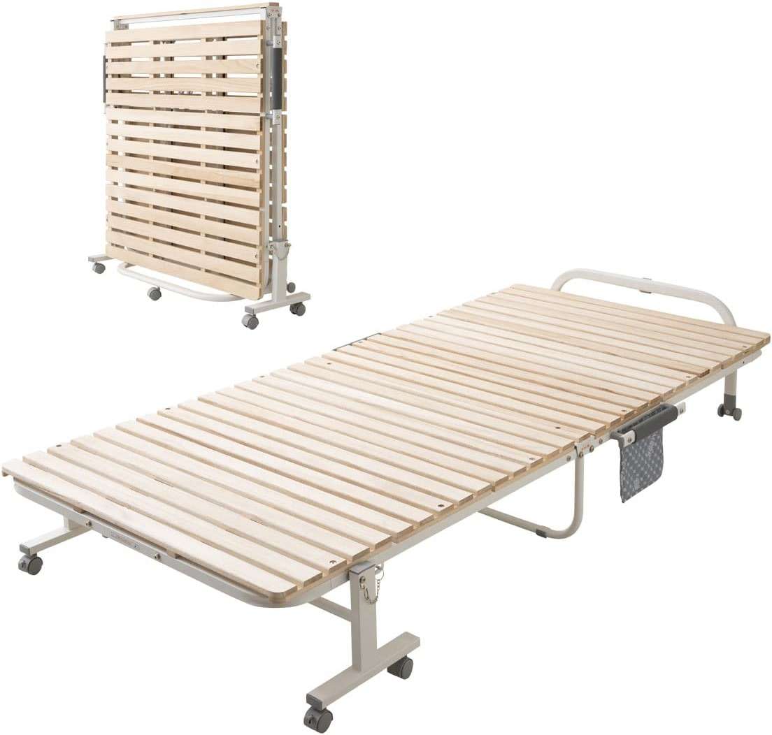 EMOOR Wooden Slatted Folding Bed Frame Twin, Foldable Rollaway Sturdy Paulownia Japanese Futon Mattress Tatami Natural No Box Spring Needed - Image 1