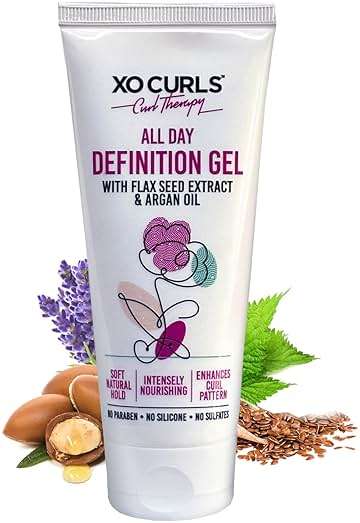 XO Curls All Day Definition Gel with Flax Seed and Argan Oil 3.4 Fl Oz | Unisex Curly Cream Hair Therapy for Frizz-Free, Soft Natural Curls - Image 1