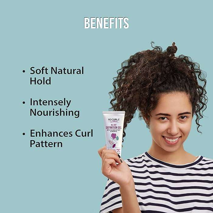 XO Curls All Day Definition Gel with Flax Seed and Argan Oil 3.4 Fl Oz | Unisex Curly Cream Hair Therapy for Frizz-Free, Soft Natural Curls - Image 3