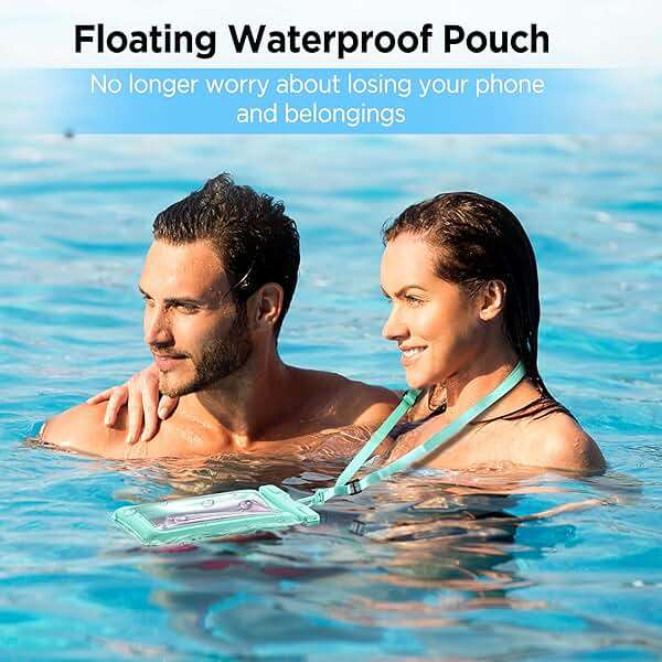 CACOE [Floatable] Floating Universal IPX8 Waterproof Phone Case 2 Pack-Up to 7.0",Adjustable Lanyard Phone Pouch,Cellphone Dry Bags for Vacation Beach Pool Kayak Cruise Travel Essentials（Black+Green） - Image 2