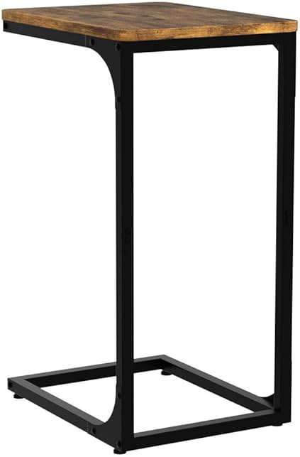 QEEIG C Table Side Table Set of 2 Living Room Sets C Shaped Couch Tray End Tables Farmhouse, Rustic Brown (017-30BN) - Image 7