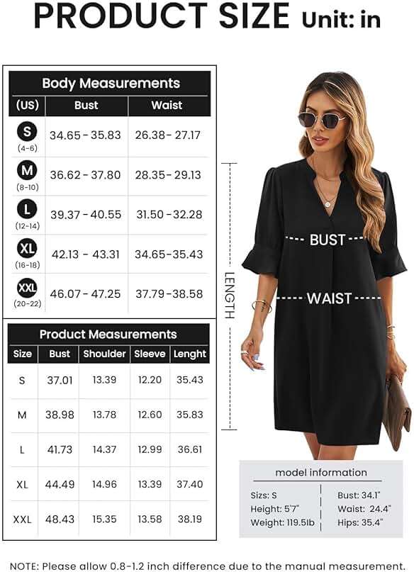 QACOHU Summer Dresses for Women V Neck Ruffle Short Sleeve Casual Shift Dress - Image 5
