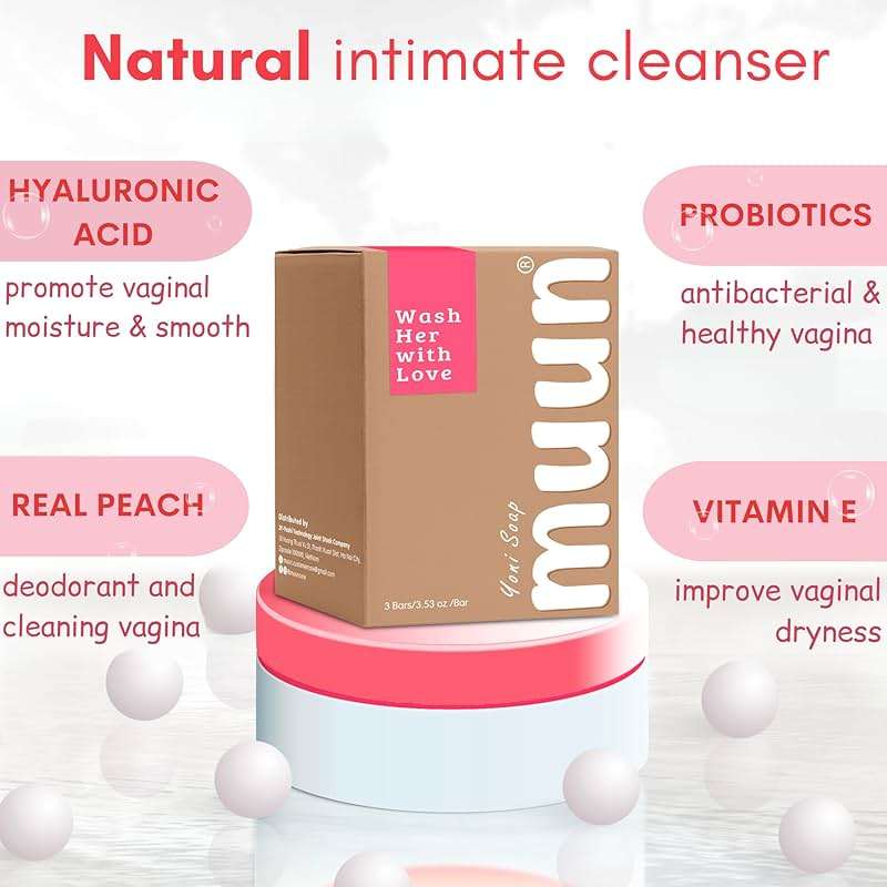Muun Strawberry Yoni Soap Bar - Pack 3 pH Balancing Cleanser - Probiotics & Natural Ingredients - Gentle Cleansing Formula Eliminates Odor Vaginal Health - Feminine Wash - Moisturizing Intimate - Image 2