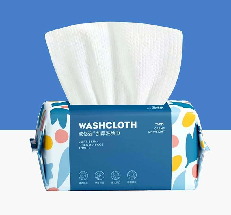 100 Count Disposable Face Towel,Thickening Ultra Soft Washcloths,Facial Cotton Tissue,Lint-free cotton dry wipes Multi-Purpose for Skin Care,Make-up Wipes,Face Wipes and Facial Cleansing - Image 1