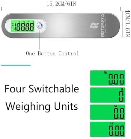 ROTOPATA Digital Luggage Travel Scale with Overweight Warning Function, Portable Handheld Electronic Weighing Scale with Hook, 50kg and Backlit LCD Display Screen Design for Suitcase Baggage - Image 3