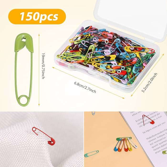 150pcs Safety Pins, 19mm Mini Safety Pins for Clothes Metal Safety Pin for Clothing Sewing Handicrafts Jewelry Making (Colorful) - Image 2