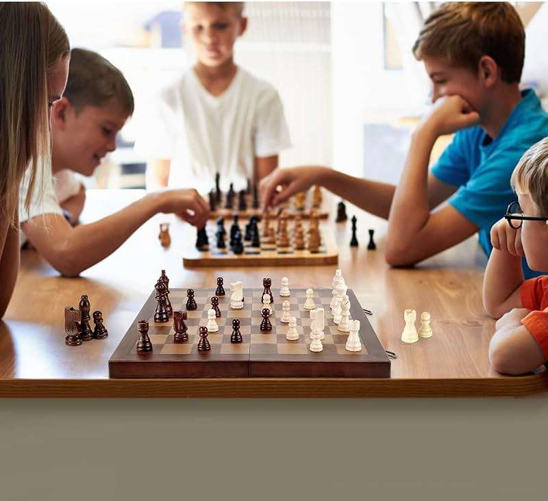 Magnetic Wooden Chess Set for Adults Kids 15'' Chess Board with Handmade Pieces, Folding Portable Travel Unique Chess Sets Game for Tournament Professional Beginner - Image 2