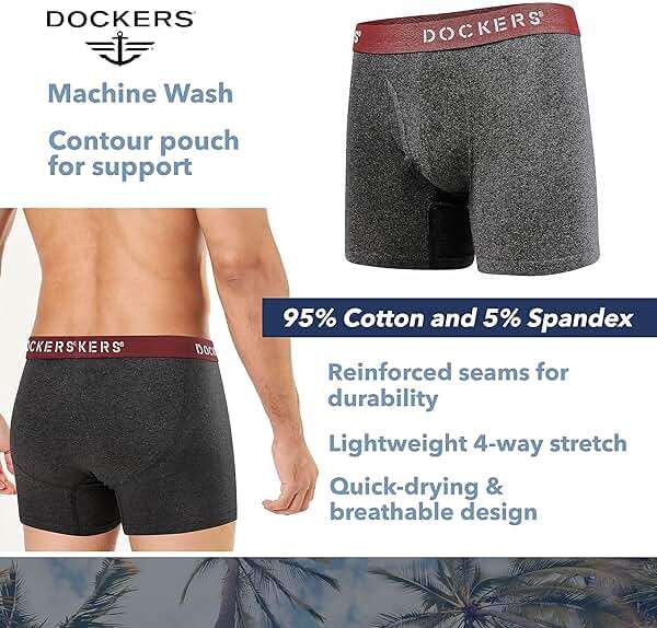 DOCKERS Mens Stretch Boxer Brief Underwear Stretch Cotton Underwear 4 Pack - Image 5