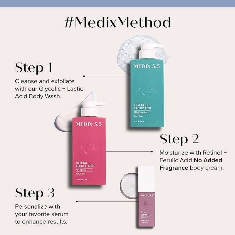 MEDIX 5.5 Glycolic Acid + Lactic Acid Exfoliating Body Wash Gel | KP Bump Eraser | AHA Exfoliant Skin Care Body Cleanser | Keratosis Pilaris & Acne | Anti Aging AHA Foaming Body & Face Wash, 15 Fl Oz - Image 2