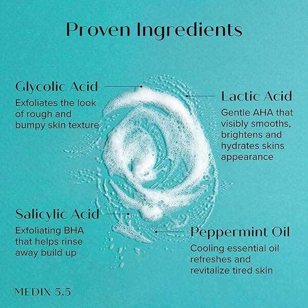 MEDIX 5.5 Glycolic Acid + Lactic Acid Exfoliating Body Wash Gel | KP Bump Eraser | AHA Exfoliant Skin Care Body Cleanser | Keratosis Pilaris & Acne | Anti Aging AHA Foaming Body & Face Wash, 15 Fl Oz - Image 3