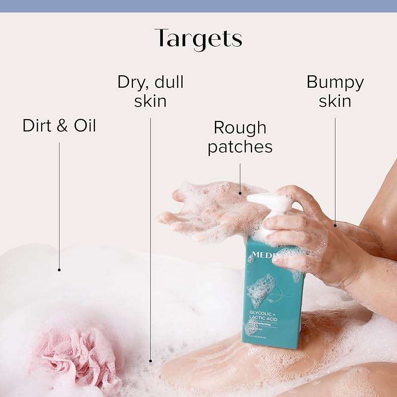 MEDIX 5.5 Glycolic Acid + Lactic Acid Exfoliating Body Wash Gel | KP Bump Eraser | AHA Exfoliant Skin Care Body Cleanser | Keratosis Pilaris & Acne | Anti Aging AHA Foaming Body & Face Wash, 15 Fl Oz - Image 4