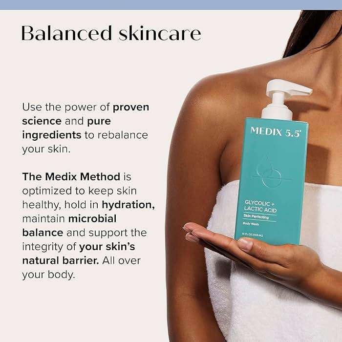 MEDIX 5.5 Glycolic Acid + Lactic Acid Exfoliating Body Wash Gel | KP Bump Eraser | AHA Exfoliant Skin Care Body Cleanser | Keratosis Pilaris & Acne | Anti Aging AHA Foaming Body & Face Wash, 15 Fl Oz - Image 7
