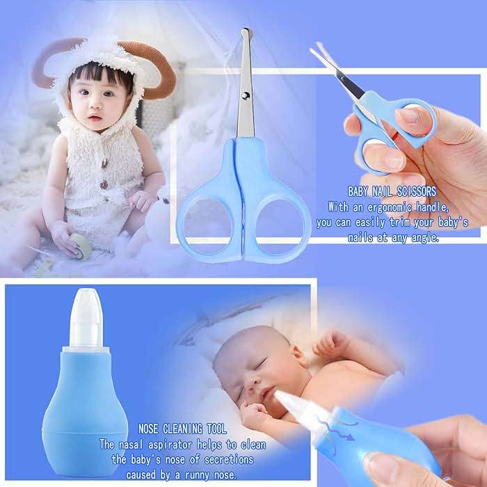 ZELINYE Baby Care Kits,Baby Grooming Kit,10 in 1 Newborn Essentials Must Haves,Baby Nail Clippers Baby Brush Baby Comb Earpick Nose Cleaning Tool Baby Nail File Nursing Baby Kit （Blue） - Image 6