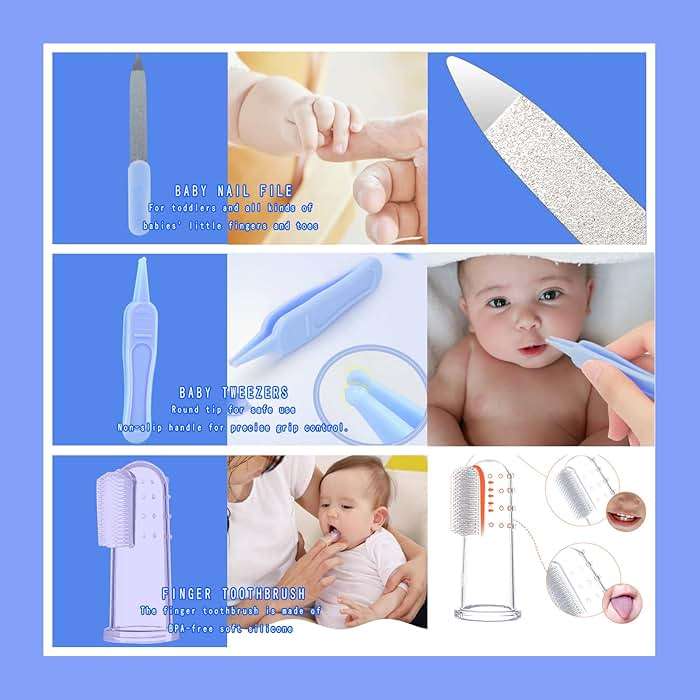 ZELINYE Baby Care Kits,Baby Grooming Kit,10 in 1 Newborn Essentials Must Haves,Baby Nail Clippers Baby Brush Baby Comb Earpick Nose Cleaning Tool Baby Nail File Nursing Baby Kit （Blue） - Image 7