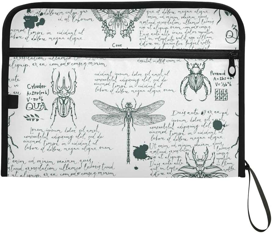 ZZKKO 13 Pockets Expanding File Folder Hand-Drawn Insects Vintage with Sticky Labels Accordion File Folder Document Organizer Letter Size A4 Papers Expandable File Keeper - Image 7