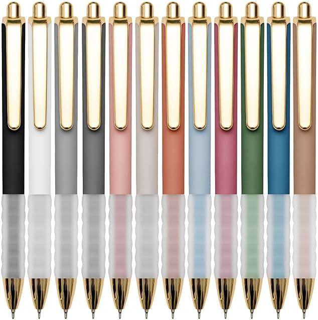 Linbsunne Ballpoint Pens Black Medium Point 1mm Pen with Super Soft Grip Ball Point Pen for Men Women Retractable Pens - Image 1