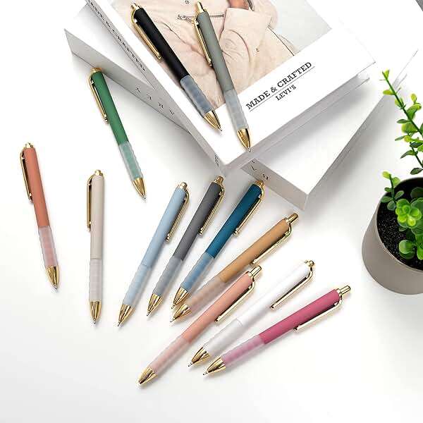 Linbsunne Ballpoint Pens Black Medium Point 1mm Pen with Super Soft Grip Ball Point Pen for Men Women Retractable Pens - Image 3
