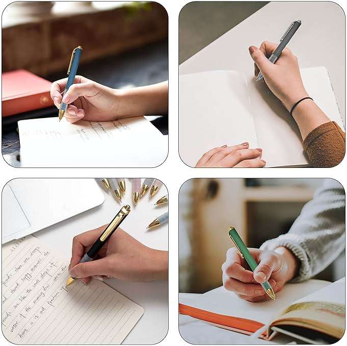 Linbsunne Ballpoint Pens Black Medium Point 1mm Pen with Super Soft Grip Ball Point Pen for Men Women Retractable Pens - Image 4