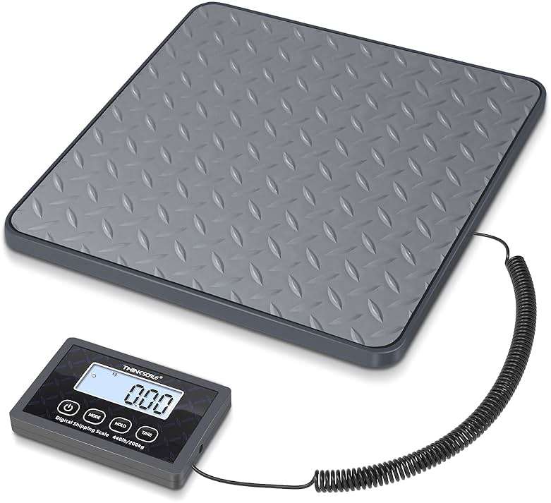 THINKSCALE Shipping Scale, 440 lbs/1 oz Highly Accurate Postal Scale with Hold/Tare/LCD Display, Lightweight Digital Postage Scale for Packages/Luggage/Post Office/Dog, Battery & AC Adapter Included - Image 1
