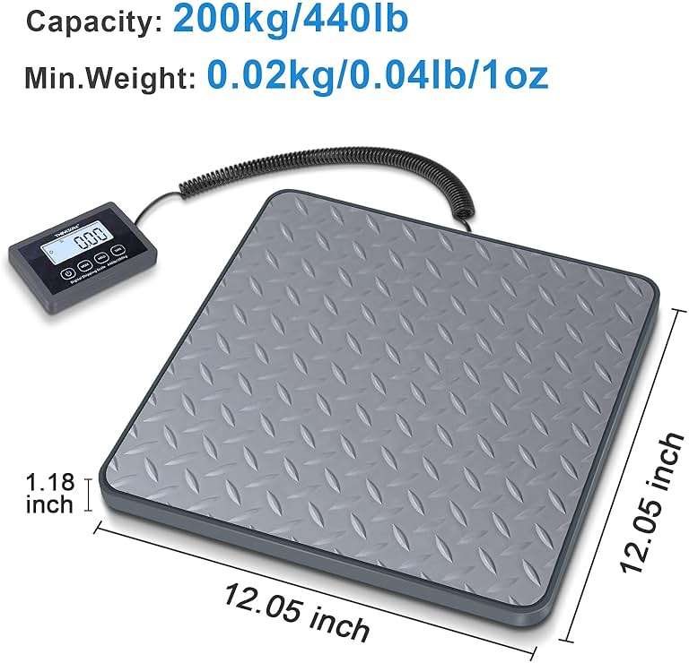 THINKSCALE Shipping Scale, 440 lbs/1 oz Highly Accurate Postal Scale with Hold/Tare/LCD Display, Lightweight Digital Postage Scale for Packages/Luggage/Post Office/Dog, Battery & AC Adapter Included - Image 2