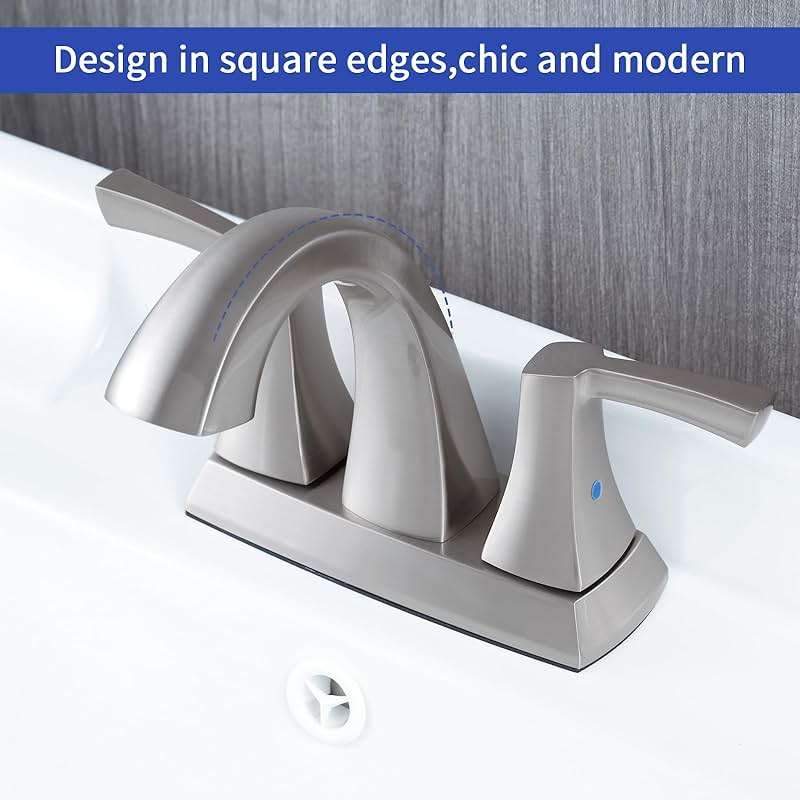 VXV Bathroom Faucet Brushed Nickel, 2 Handles Low Arc Bathroom Sink Faucets, 4 Inch Centerset Bath Lavatory Faucets with Pop-up Drain & Faucet Supply Lines (BN) - Image 4