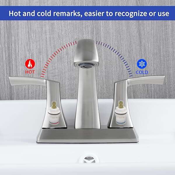 VXV Bathroom Faucet Brushed Nickel, 2 Handles Low Arc Bathroom Sink Faucets, 4 Inch Centerset Bath Lavatory Faucets with Pop-up Drain & Faucet Supply Lines (BN) - Image 5