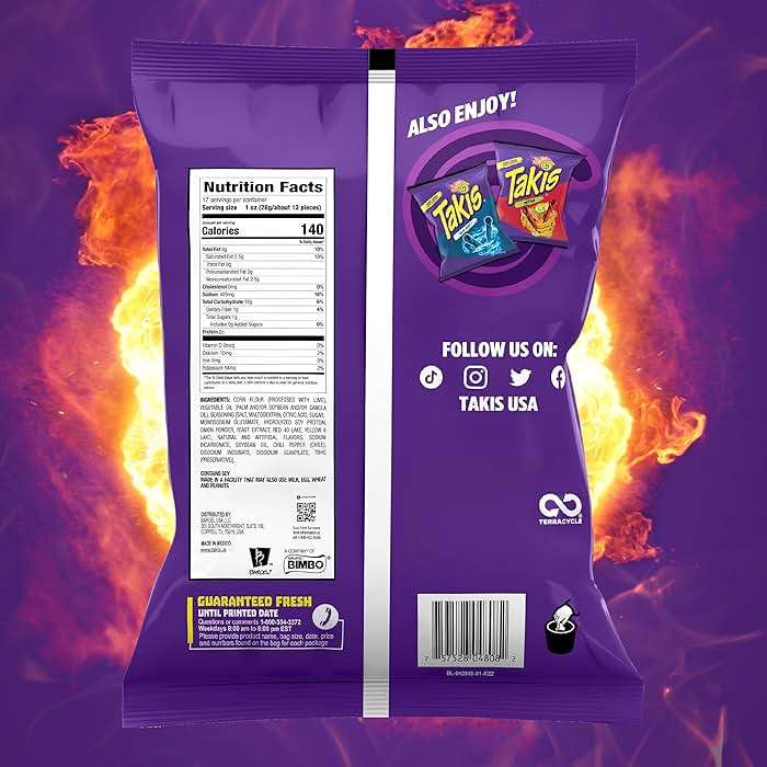 Takis Fuego 17 oz Fiesta Size Hot Chili Pepper & Lime Flavored Extreme Spicy Rolled Corn Tortilla Chips - Image 3