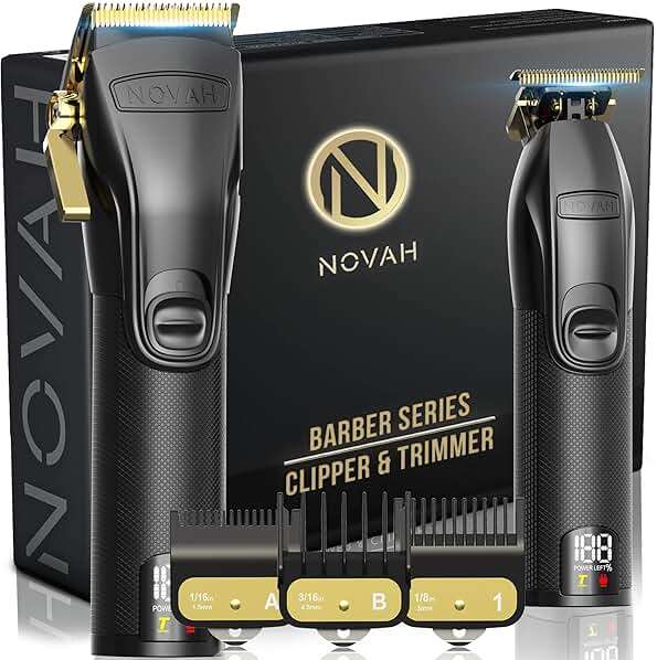 Novah® Professional Hair Clippers for Men, Professional Barber Clippers and Trimmer Set, Mens Cordless Hair Clipper for Barbers Haircut Fading Kit Fade - Gold - Image 1