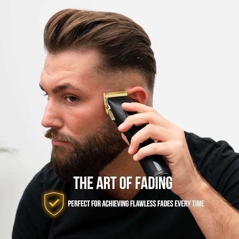 Novah® Professional Hair Clippers for Men, Professional Barber Clippers and Trimmer Set, Mens Cordless Hair Clipper for Barbers Haircut Fading Kit Fade - Gold - Image 7
