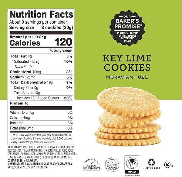 Dewey's Bakery Meyer Lemon & Key Lime Moravian Style Thin Cookies Variety Pack, Bakery Fresh with Real Simple Ingredients, Low Calorie Snack, No Artificial Flavors or Synthetic Colors, 9oz (Pack of 2) - Image 3