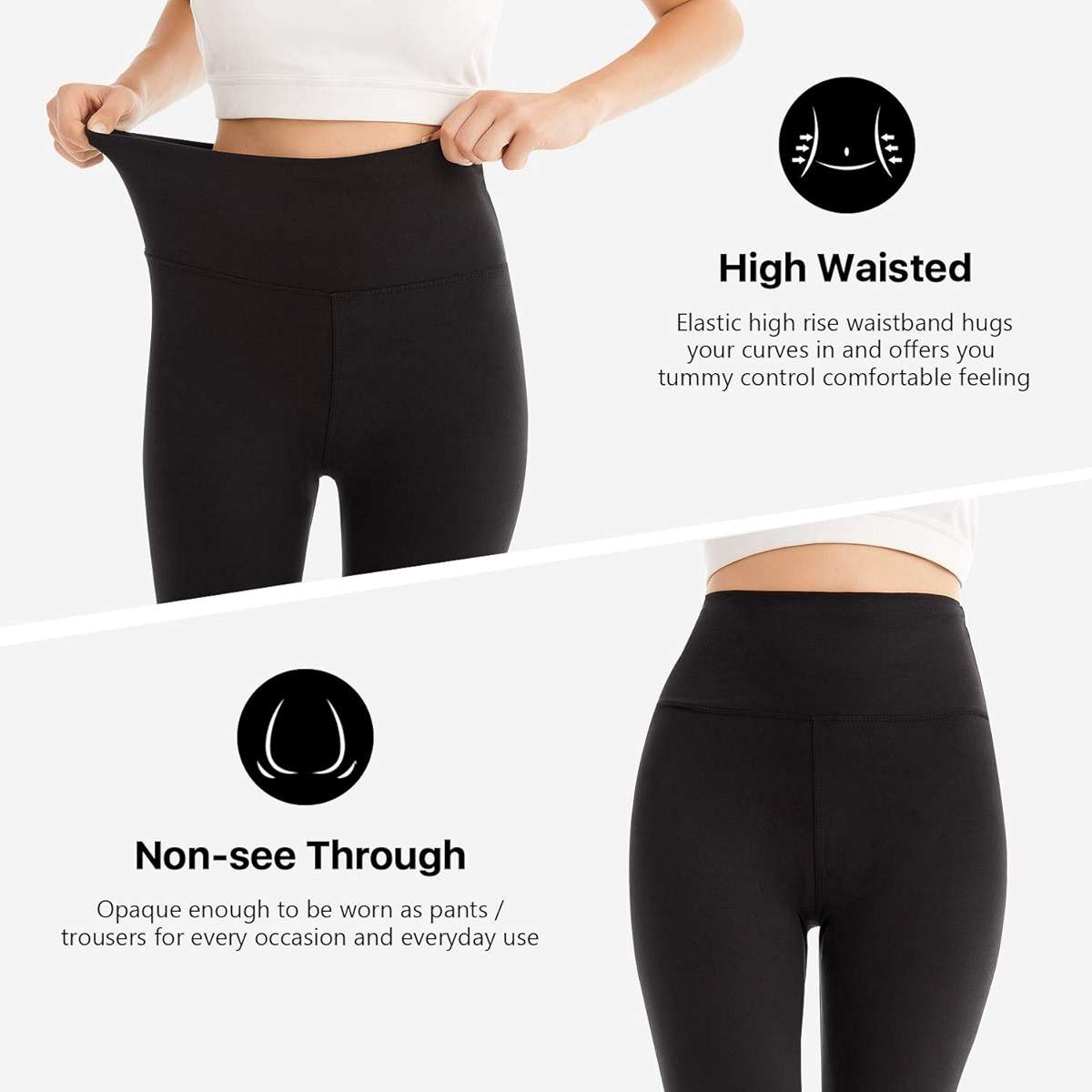 SINOPHANT High Waisted Leggings for Women - Full Length Capri Buttery Soft Yoga Pants for Workout Athletic - Image 3