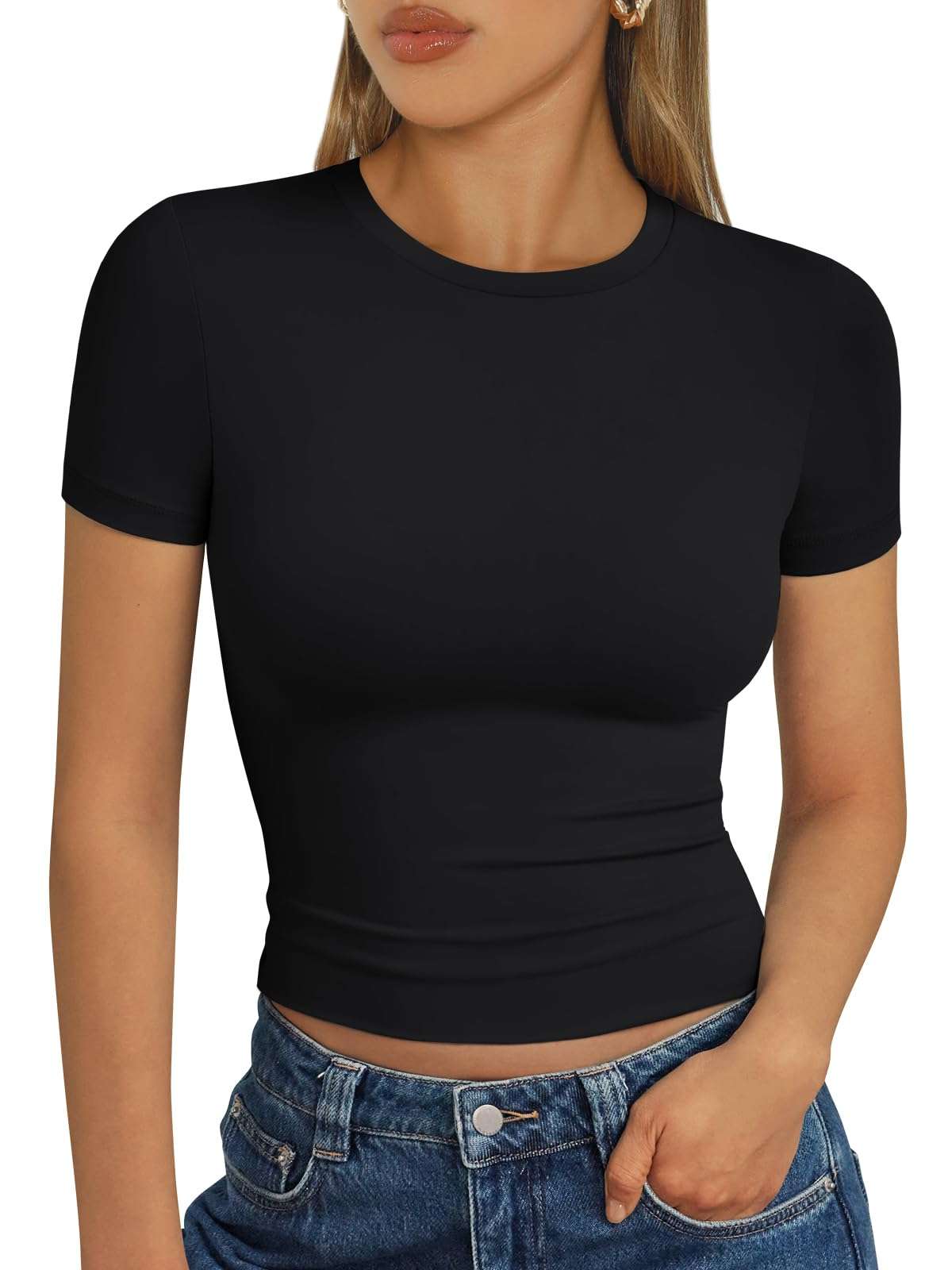 Trendy Queen Womens Short Sleeve T Shirt Buttery Soft Summer Tops Basic Tees - Image 1