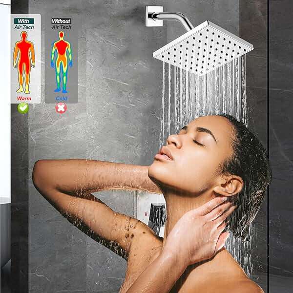 Heyalan Shower Faucet Set with Tub Spout, Bathtub and Shower Trim Kit with Valve, Single Handle Bathroom Shower Faucet Set 6 Inch Square Rainfall Shower Head, Polished Chrome - Image 2