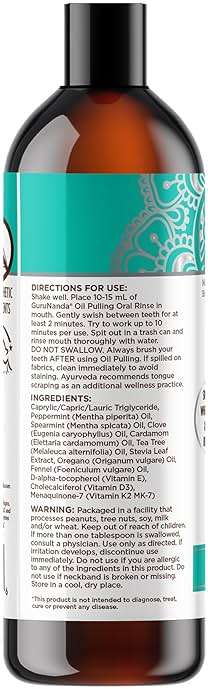 GuruNanda CocoMint Oil Pulling Mouthwash for Complete Oral Hygiene, 7 Essential Oils & Vitamins for Happy Teeth & Gums & Fresh Breath with Toothbrush & Tongue Scraper, Alcohol & Peroxide Free, 8 oz - Image 9