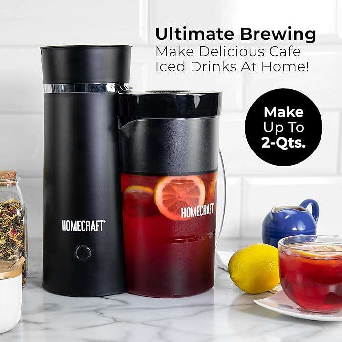 Homecraft Electric Iced Tea Maker for Sweet Tea and Cold Brew Coffee, Double Insulated Pitcher, Black, Small - Image 2