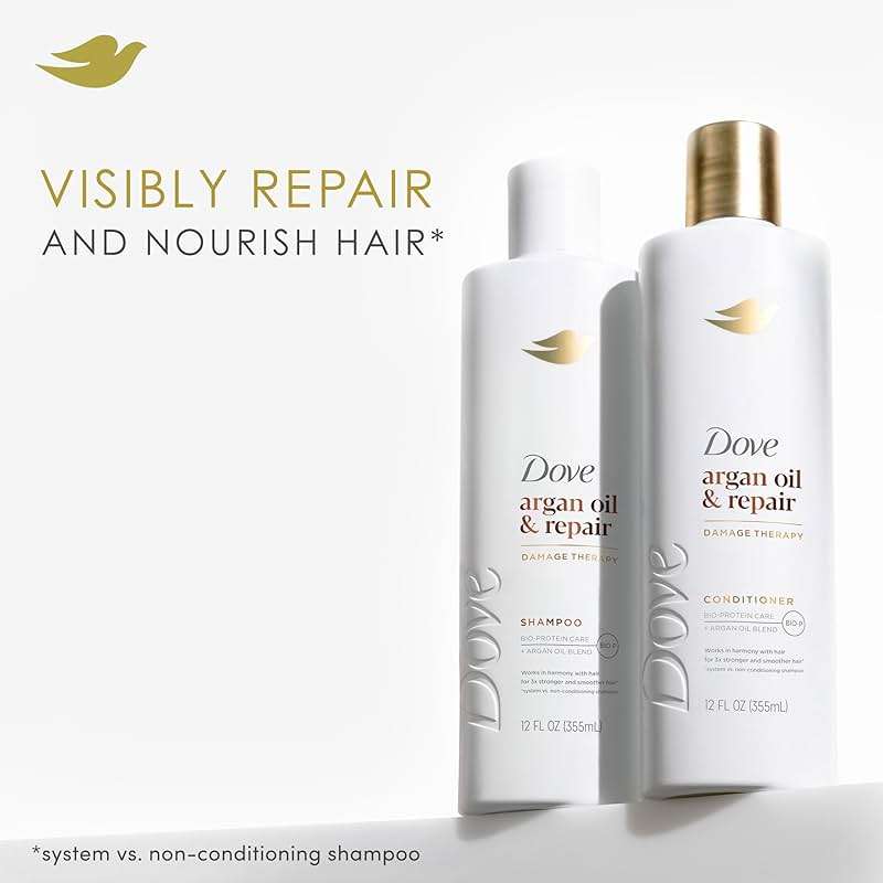 Dove Shampoo Argan Oil & Repair for Fine Hair with Bio-Protein Care Technology and Argan Oil Blend 12 Fl Oz - Image 3