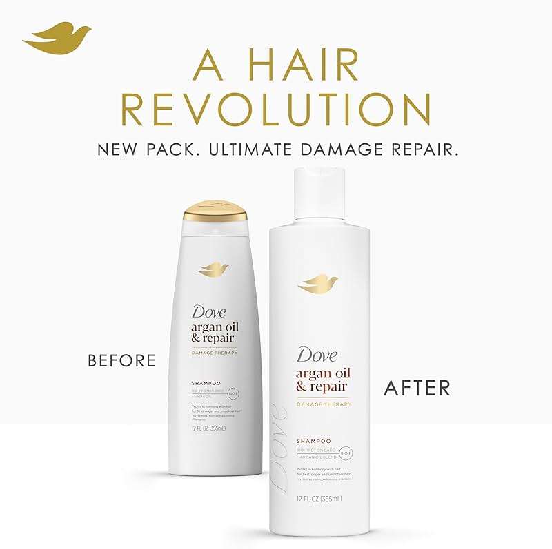 Dove Shampoo Argan Oil & Repair for Fine Hair with Bio-Protein Care Technology and Argan Oil Blend 12 Fl Oz - Image 4