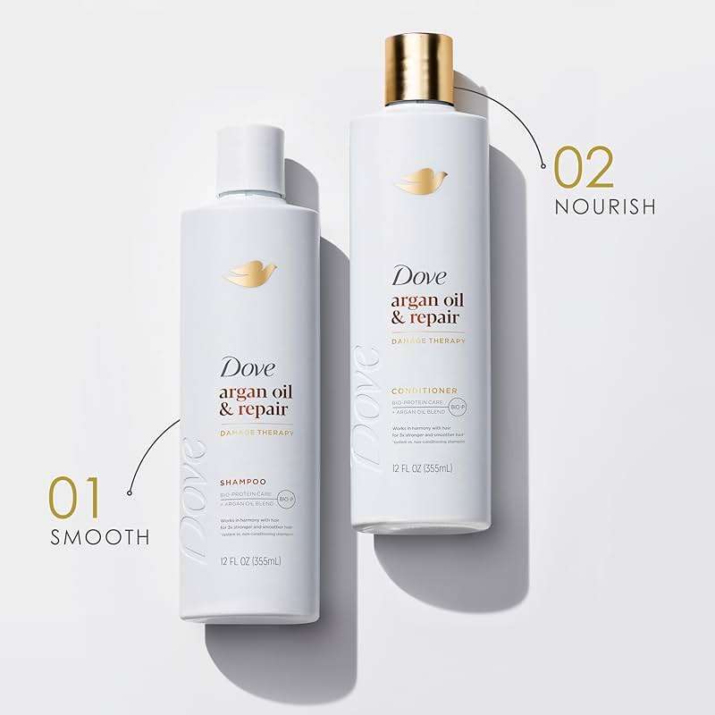 Dove Shampoo Argan Oil & Repair for Fine Hair with Bio-Protein Care Technology and Argan Oil Blend 12 Fl Oz - Image 8