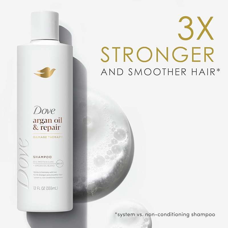 Dove Shampoo Argan Oil & Repair for Fine Hair with Bio-Protein Care Technology and Argan Oil Blend 12 Fl Oz - Image 10