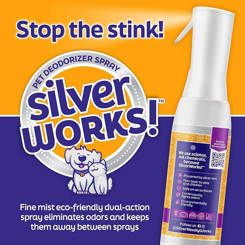SilverWorks! Pet Odor Eliminator Spray For Home - Safe, Natural, Silver Ion Deodorizer - Cat, Dog Smell And Urine Odor Eliminator For Carpet, Furniture And Litter -16.9oz - Image 6