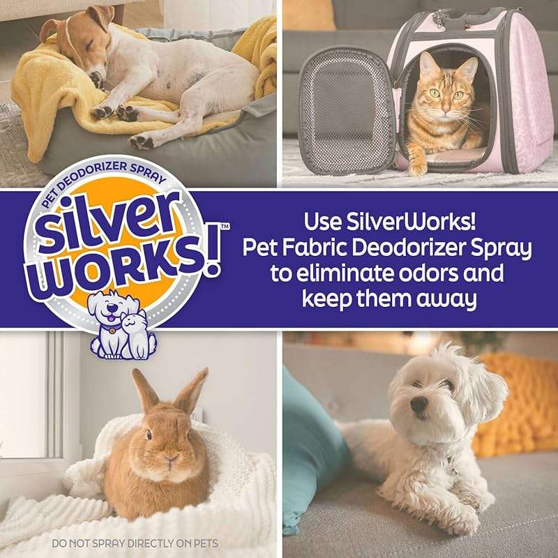 SilverWorks! Pet Odor Eliminator Spray For Home - Safe, Natural, Silver Ion Deodorizer - Cat, Dog Smell And Urine Odor Eliminator For Carpet, Furniture And Litter -16.9oz - Image 7