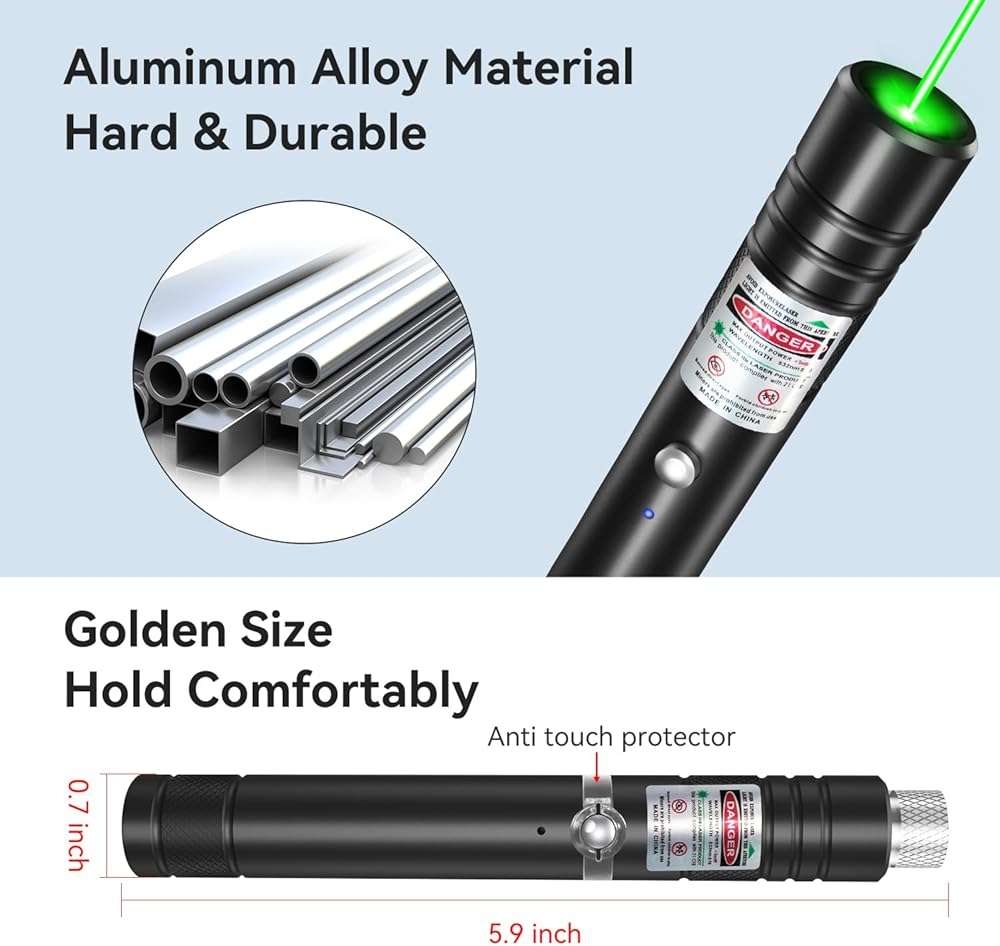 MIPREZT [Professional] Rechargeable Green Laser Pointer High Power Green Beam Laser Light Long Distance Range for TV/LED/LCD Screens Tactical Flashlights Presentation Office/Outdoors/Astronomic [001] - Image 4